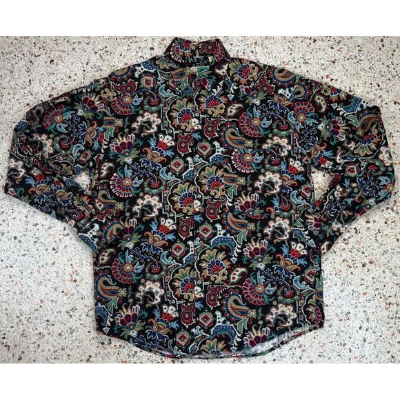 Johnny Cotton Vtg Made In USA Men's Aztec Flower Pattern Shirt‎ Size Small - Picture 1 of 8